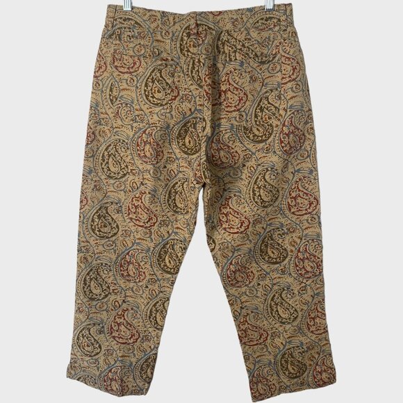 Lauren Ralph Lauren Paisley Cropped Pants Women's 10P High-Rise Straight-Leg New - Picture 3 of 10